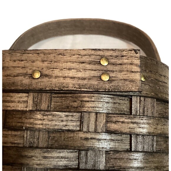 Peterboro Basket Co. Small Square Wooden Basket Swing Handle Great Condition - Picture 8 of 11